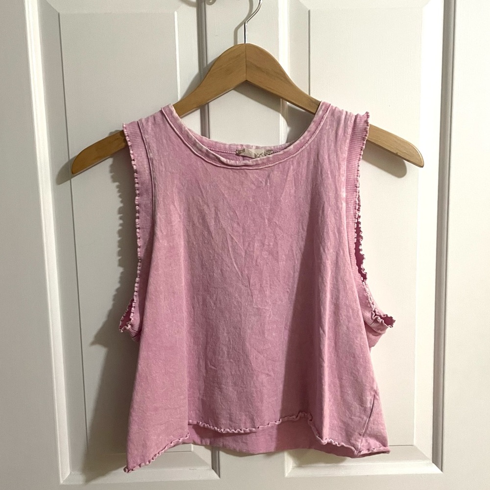 Altar’d State Ruffled Muscle Tank in Acid Pink Size S